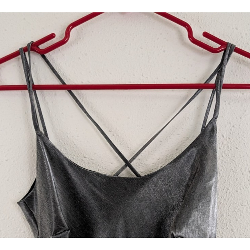 New Kamisato sz 4 Strappy Maxi Slip Dress satin silver gray lined Y2k 0210 - Picture 2 of 9